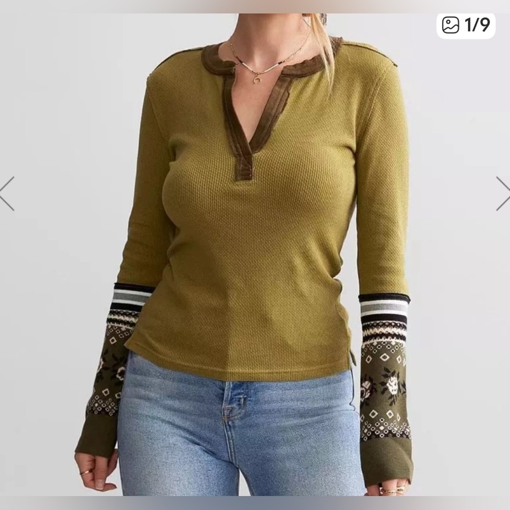 Free People Mikah Layering Thermal Top- Size Large